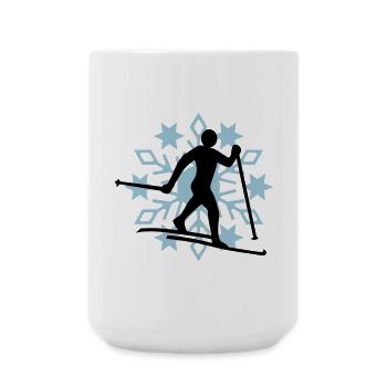Cross-country snow flake - Large Mug 440 ml - white - Front