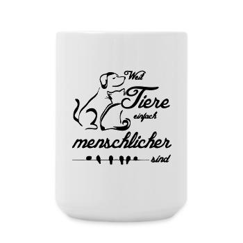 Tiere Menschen Tierfreund Tierschutz Geschenk - Große Tasse 440 ml - Weiß - Vorne