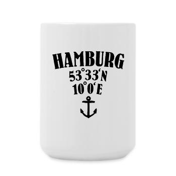 Hamburg Koordinaten - Große Tasse 440 ml - Weiß - Vorne
