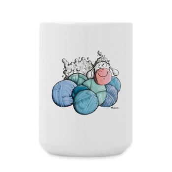 Schaf auf Wolle - Große Tasse 440 ml - Weiß - Vorne