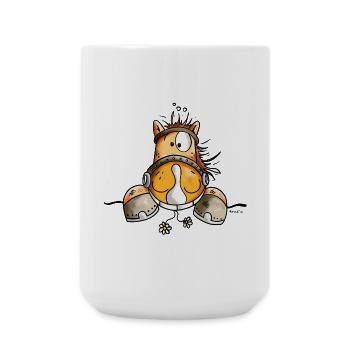 Neugieriges Pferd - Große Tasse 440 ml - Weiß - Vorne