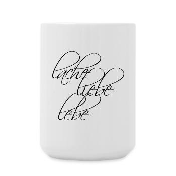 Design: Lache Liebe Lebe - Große Tasse 440 ml - Weiß - Vorne
