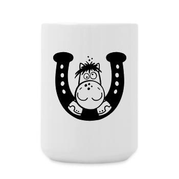 Pferd auf Hufeisen - Große Tasse 440 ml - Weiß - Vorne