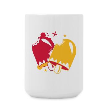zwei leuchtend leckere Eissorten am Stil - Große Tasse 440 ml - Weiß - Vorne