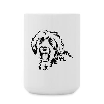 Labradoodle head - Large Mug 440 ml - white - Front