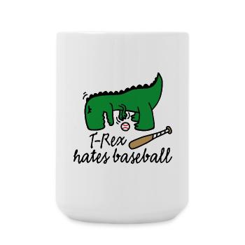 T-Rex hates baseball Dinosaurier Baseballspieler - Große Tasse 440 ml - Weiß - Vorne