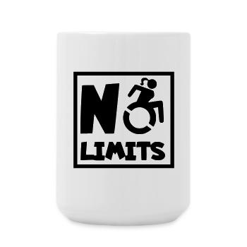 Keine Grenzen für diese Dame im Rollstuhl # - Große Tasse 440 ml - Weiß - Vorne