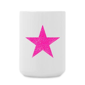 Pink star with texture - Large Mug 440 ml - white - Front