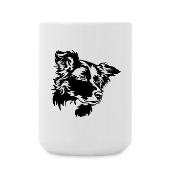 Border Collie Kopf - Grande tasse 440 ml - blanc - Devant