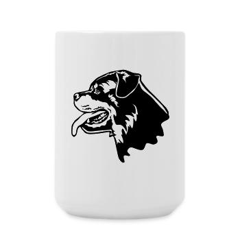 Rottweiler Kopf - Große Tasse 440 ml - Weiß - Vorne