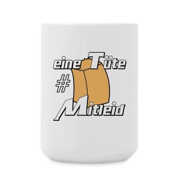 Party Shirt ,Feiern , Karneval, Tüte Mitleid (25) - Große Tasse 440 ml - Weiß - Vorne