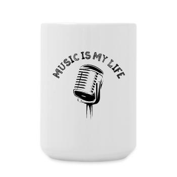 music is my life Mikrofon Symbol Logo Musik Grafik - Große Tasse 440 ml - Weiß - Vorne