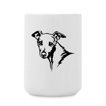 Italienisches Windspiel Kopf - Große Tasse 440 ml - Weiß - Vorne