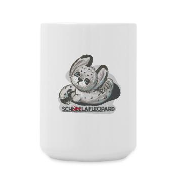 Schlafmütze Krissi, Schneeleopard - Große Tasse 440 ml - Weiß - Vorne