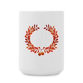 Autumn leaves wreath with acorns - Large Mug 440 ml - white - Front