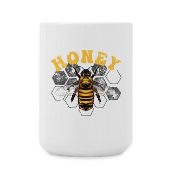 Honigbiene auf Hex-Gitter - Große Tasse 440 ml - Weiß - Vorne