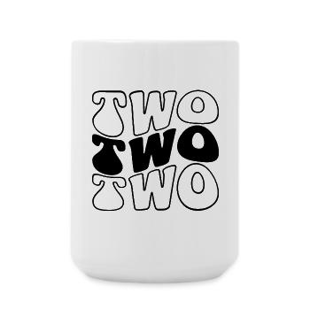 Zwei Kinder zum 2. Geburtstag Jungen Mädchen 2 Jahre alt - Große Tasse 440 ml - Weiß - Vorne
