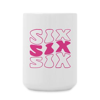Six 6th Birthday For Girls 6 Years Old - Large Mug 440 ml - white - Front