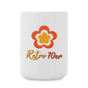 70er Jahre Blume Muster Retro - Große Tasse 440 ml - Weiß - Vorne