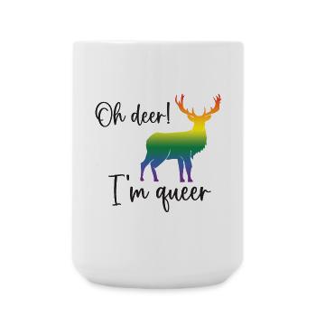 Mois de la fierté LGBTQ - Oh cerf je suis queer! - Grande tasse 440 ml - blanc - Devant