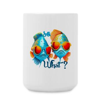 Bunte Fische mit Sonnenbrillen - Große Tasse 440 ml - Weiß - Vorne