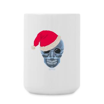 X-ray skull Santa hat, drawing - Large Mug 440 ml - white - Front