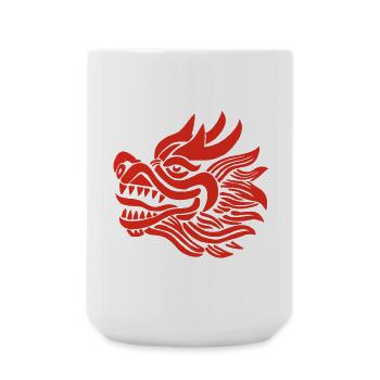 Chinesischer Drachenkopf (Rot) - Große Tasse 440 ml - Weiß - Vorne