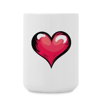 Design élégant en forme de cœur en rouge, noir et blanc - Grande tasse 440 ml - blanc - Devant