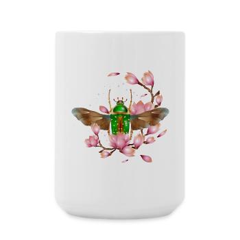 Stephanorrhina guttata Käferart mit Magnolie - Große Tasse 440 ml - Weiß - Vorne