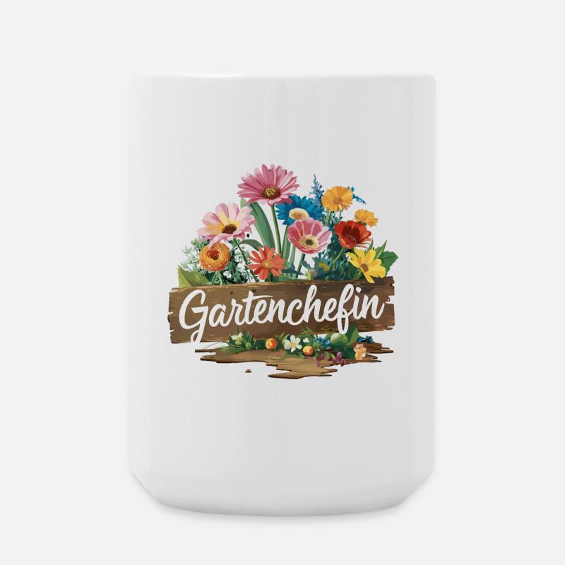 Gartenarbeit Gartenchefin - Große Tasse 440 ml - Weiß