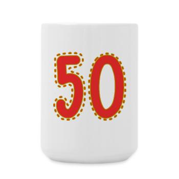 50. 50 JAHRE. 50-JÄHRIGES JUBILÄUM. 50-JÄHRIGES JUBILÄUM. - Große Tasse 440 ml - Weiß - Vorne
