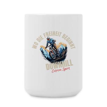 Downhill: Wo die Freiheit beginnt - Große Tasse 440 ml - Weiß - Vorne