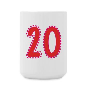 20. 20 JAHRE. 20-JÄHRIGES JUBILÄUM. 20-JÄHRIGES JUBILÄUM. - Große Tasse 440 ml - Weiß - Vorne