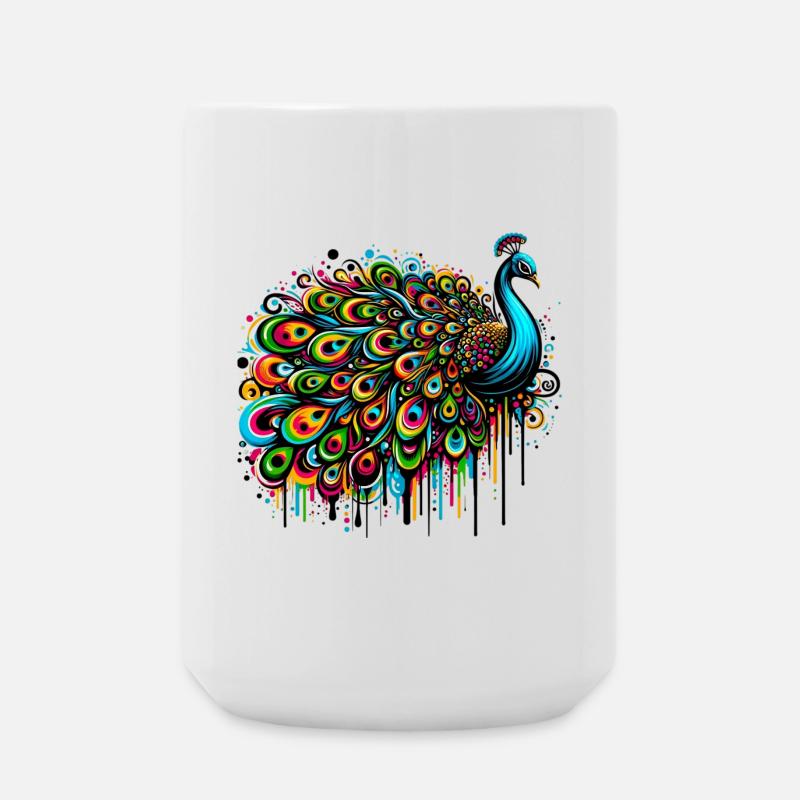 Pfau - Große Tasse 440 ml - Weiß