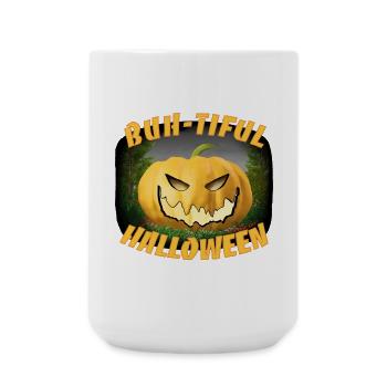 Halloween Kürbis - Große Tasse 440 ml - Weiß - Vorne