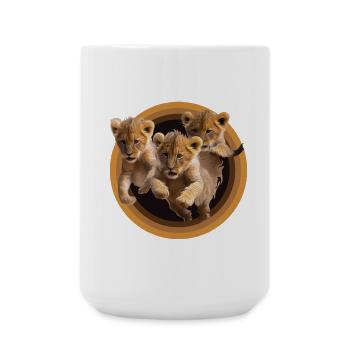 Löwenkinder wollen Spaß - Große Tasse 440 ml - Weiß - Vorne