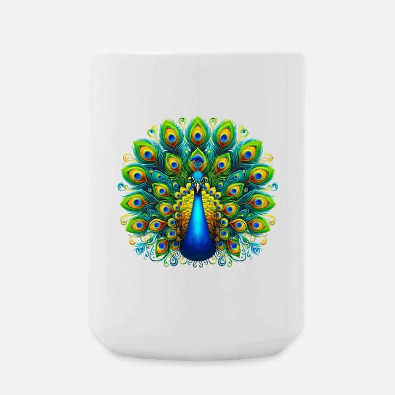 Pfau - Große Tasse 440 ml - Weiß