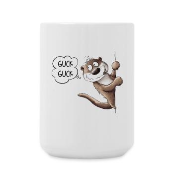 Guck Guck Otter Tiermotiv I Seeotter - Große Tasse 440 ml - Weiß - Vorne