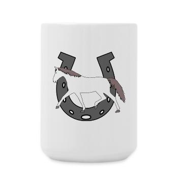 Horseshoe Horse Rider Horse Pony Grey Mare - Large Mug 440 ml - white - Front