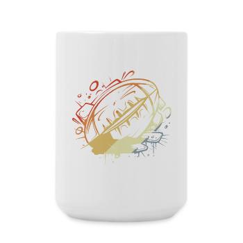 Ballon de rugby look vintage - Grande tasse 440 ml - blanc - Devant