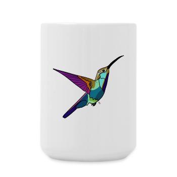 Kolibri farbig - Große Tasse 440 ml - Weiß - Vorne
