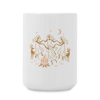 Witchy Summer - Mittsommer Tanz ums Feuer - Große Tasse 440 ml - Weiß - Vorne
