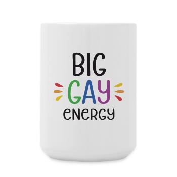 LGBTQ Pride Monat - Große schwule Energie - Große Tasse 440 ml - Weiß - Vorne