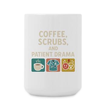 Coffee Scrubs Patient Drama – Care Humor - Large Mug 440 ml - white - Front