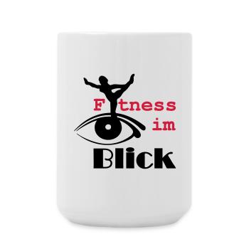 Fitness im Blick Sport Medizin Sprüche Geschenk - Große Tasse 440 ml - Weiß - Vorne