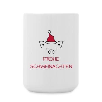 Frohe Weihnachten Schwein I Frohe Schweinachten - Große Tasse 440 ml - Weiß - Vorne