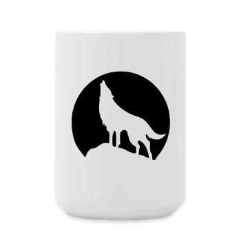 Wolf - Mond - Große Tasse 440 ml - Weiß - Vorne