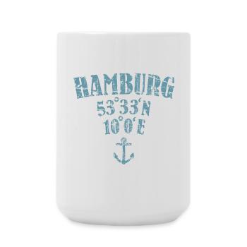 Hamburg Koordinaten - Große Tasse 440 ml - Weiß - Vorne