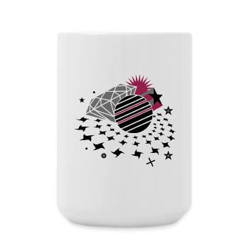Disco lights with 3D star, disco ball and diamond - Large Mug 440 ml - white - Front