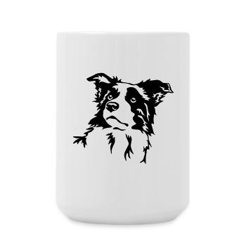 Border Collie head - Large Mug 440 ml - white - Front